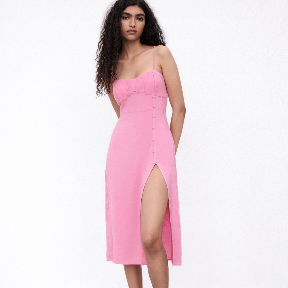 COPY - Pink linen blend dress